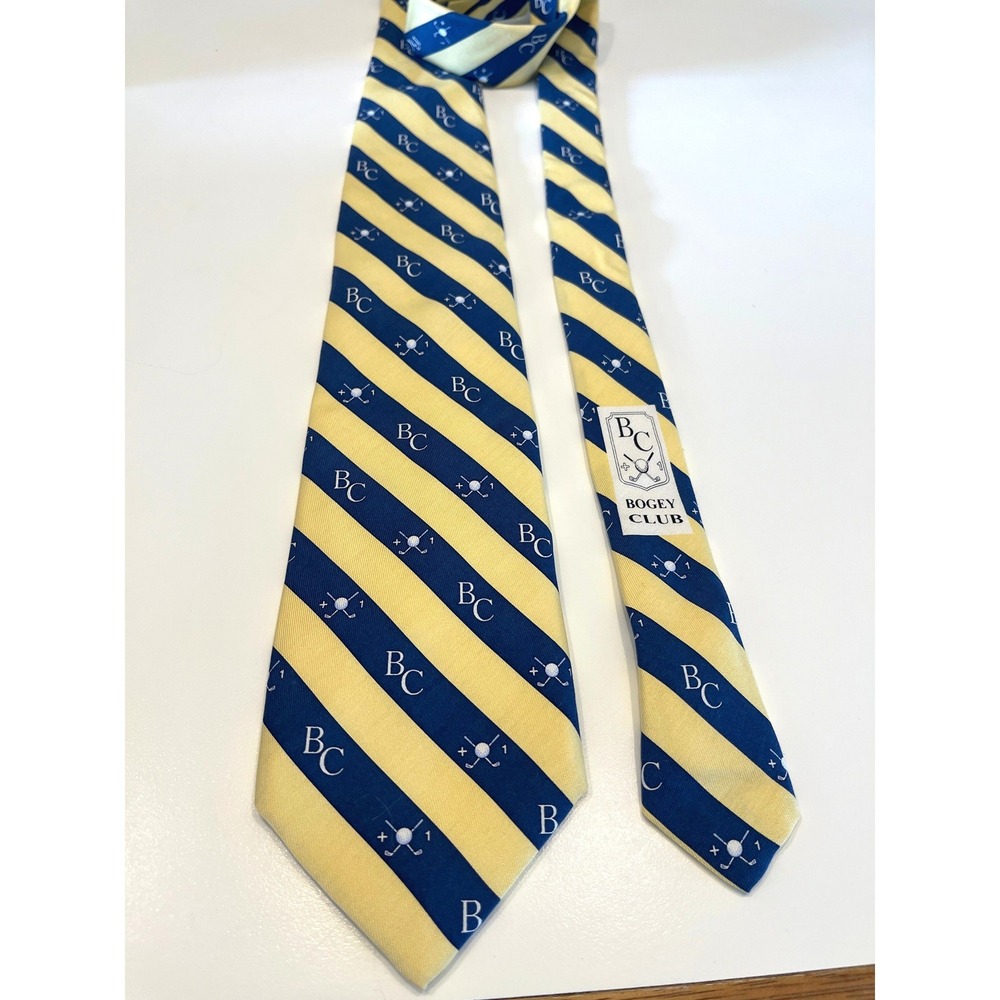 Vineyard Vines Custom Collection Blue‎ Yellow Striped Golf Mens Tie Silk